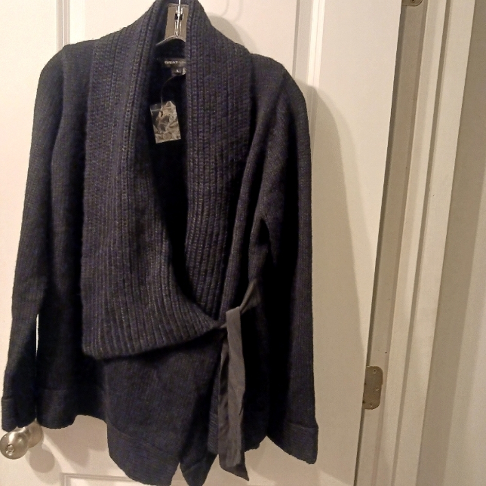 NEW GreatPlains Vintage black wrap front sweater